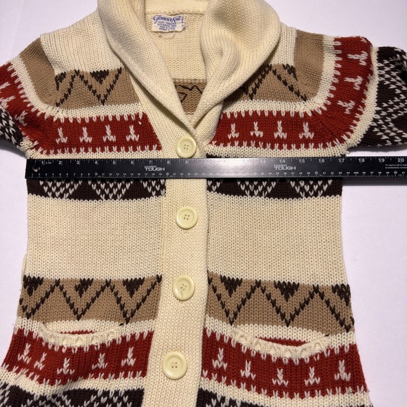 Vintage Cardigan Sweater Mens Small Western Chunky Knit Lebowski Geometric - Picture 7 of 9
